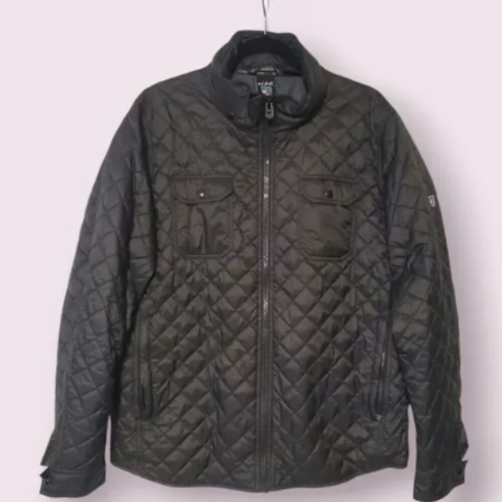 KÜHL Mens Kadence Quilted Jacket Size Large Black w/ Roll Away Hood | EUC